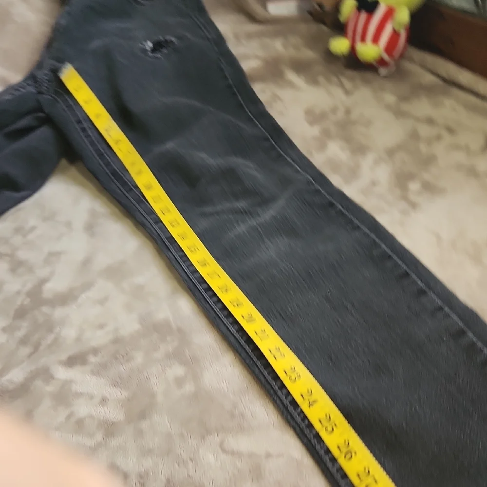 Black Sequin Backed Distressed Women Jeans - Picture 10 of 14